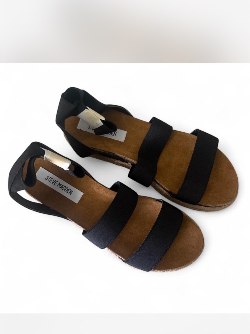 Steve Madden Black Strappy Wedge Sandals